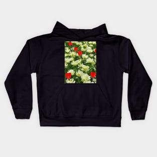 White and Red Tulips Kids Hoodie